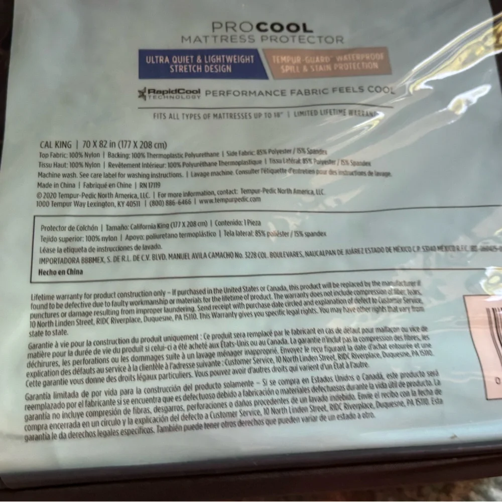 Temper-pedic cool mattress protector New cal king